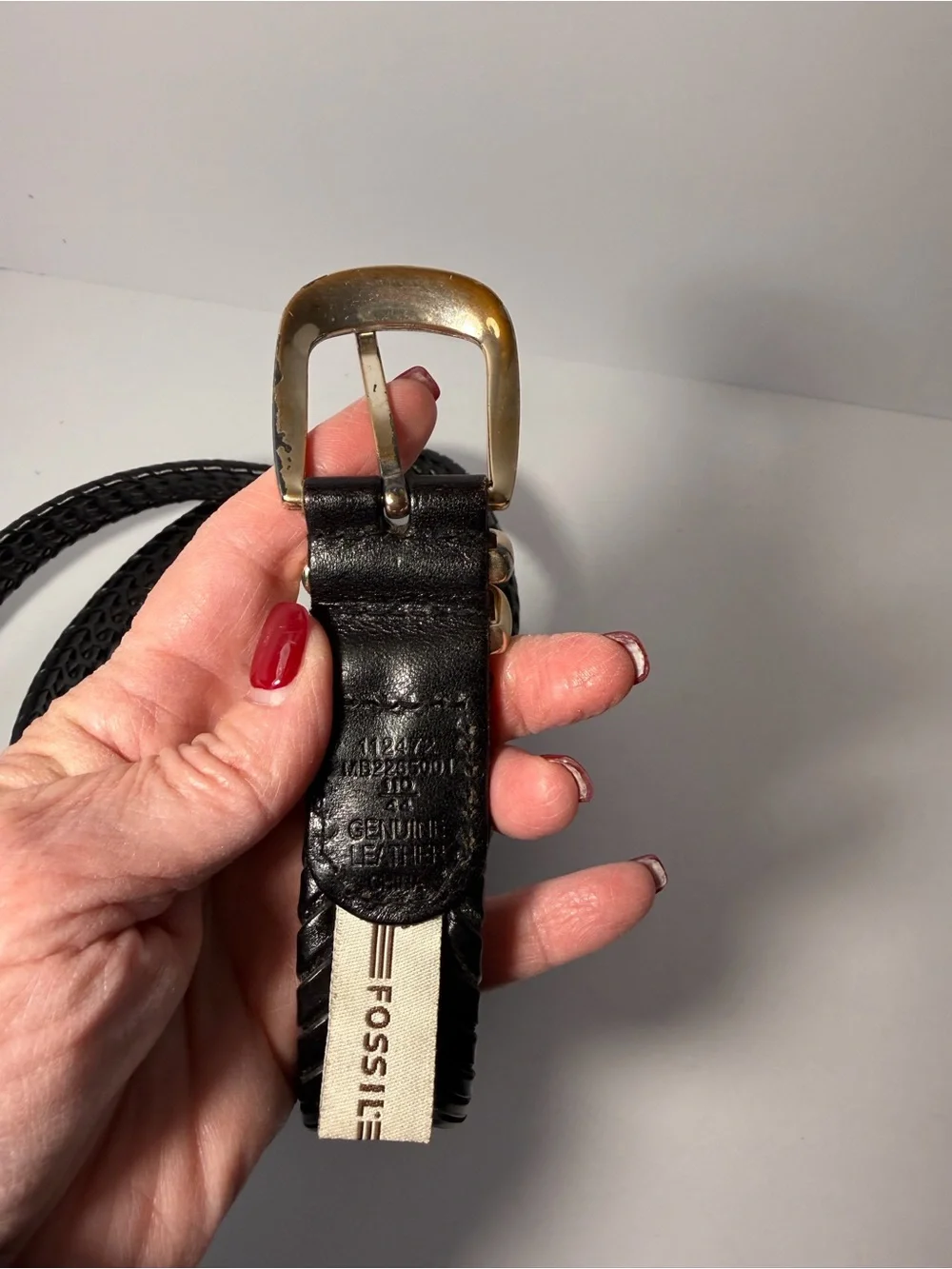 🪵 Distressed Vintage Fossil Braided Belt 44
